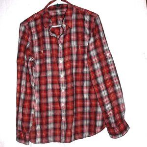 Ralph Lauren Long Sleeve Red Plaid  Cotton Shirt  Women XL